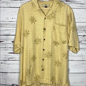 Tommy Bahama Gold Floral Silk Shirt